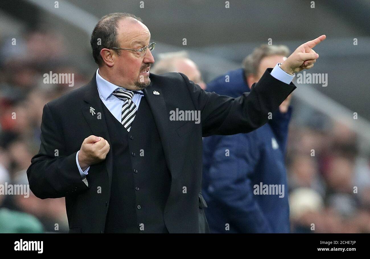 Newcastle United manager Rafael Benitez on the touchline during the Premier League match at St James' Park, Newcastle. Stock Photo