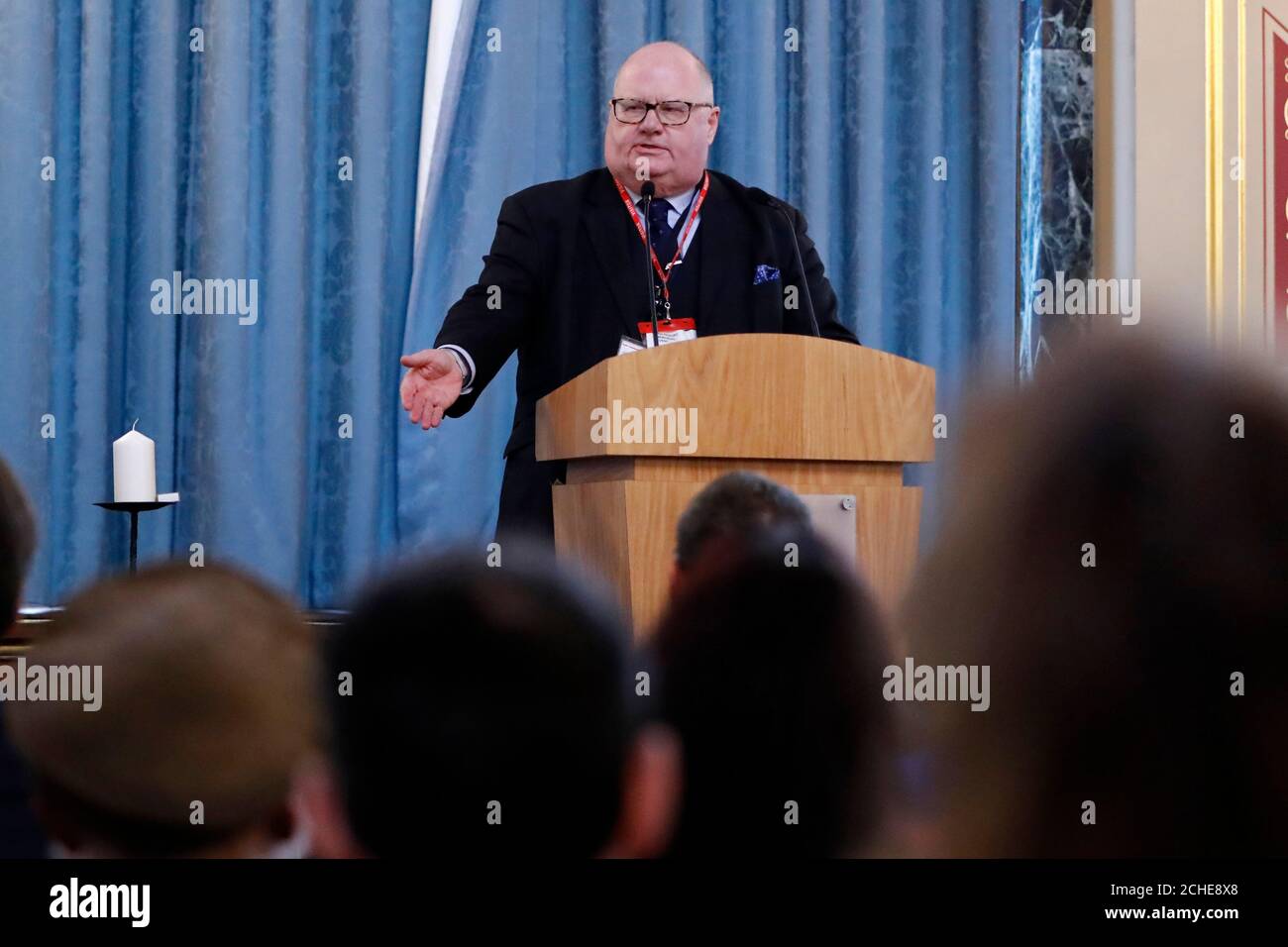 Former Conservative MP Eric Pickles speaking at the annual Holocaust Memorial Day Commemoration event at the Foreign & Commonwealth Office, London. Stock Photo