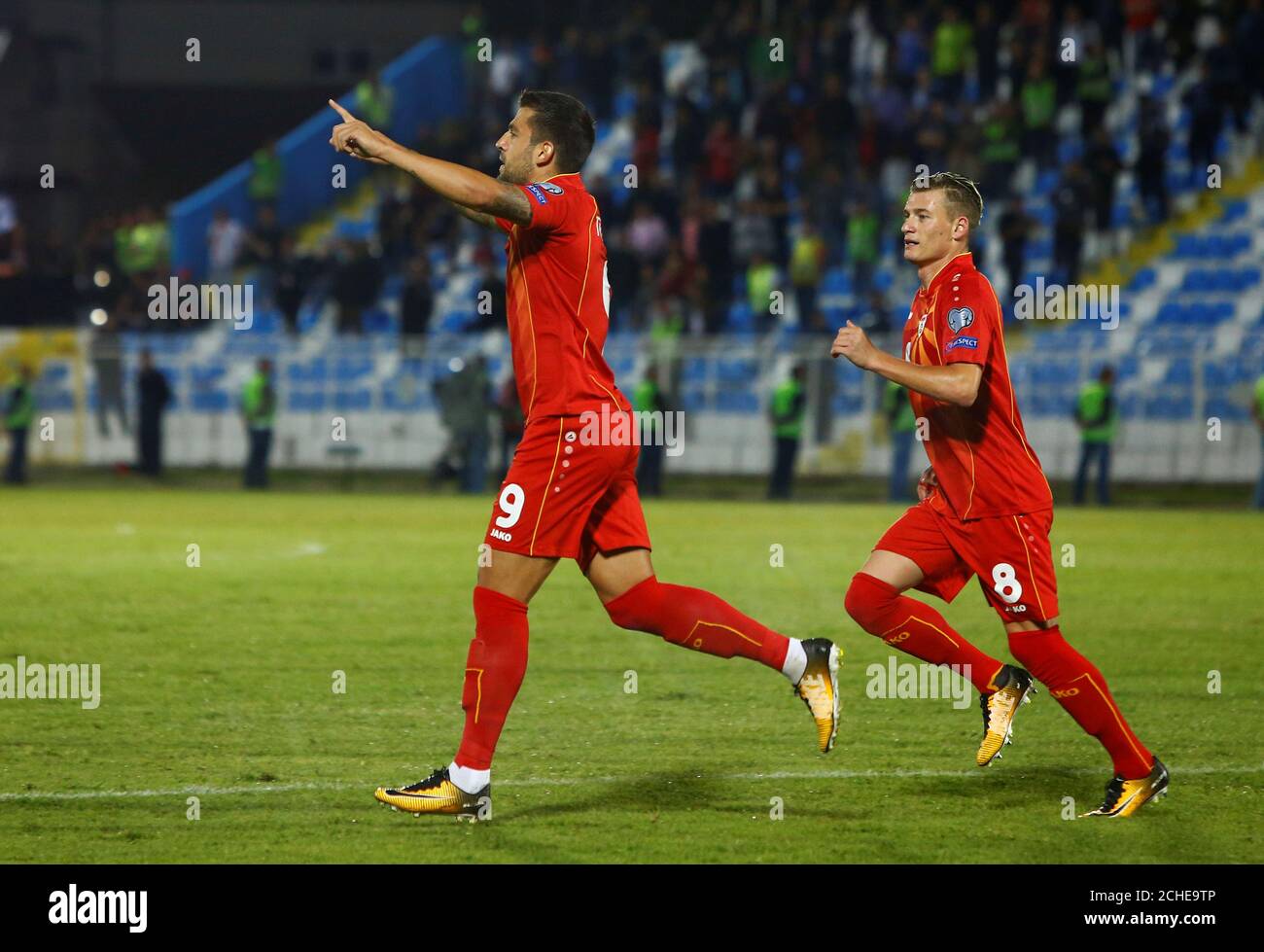 Soccer Football 18 World Cup Qualifications Europe Macedonia Vs Albania Strumica Macedonia September 5 17 Macedonia S Aleksandar Trajkovski Celebrates Scoring Their First Goal Reuters Ognen Teofilovski Stock Photo Alamy