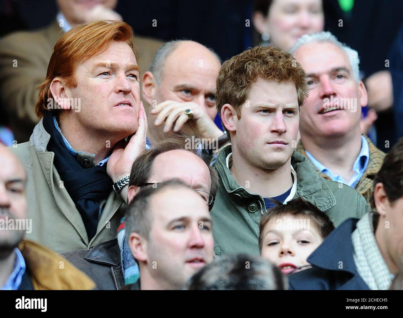 Prince Harry and Mark Dyer England v Ireland, Six Nations Rugby, Twickenham, London 27/2/2010  Picture Credit : © MARK PAIN / ALAMY Stock Photo