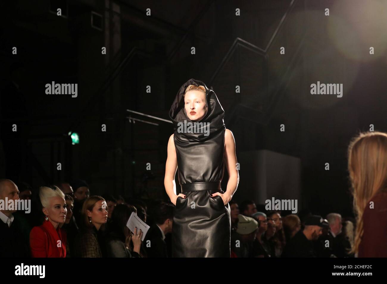 A model displays a creation during the Gareth Pugh show at London Fashion Week, in London, Britain February 17, 2018.  REUTERS/Paul Hackett Stock Photo