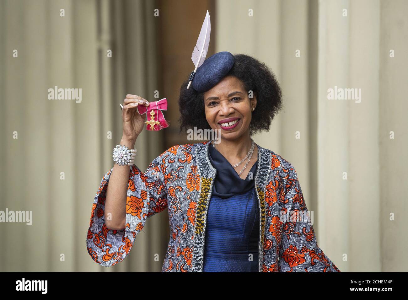 Professor Shirley Thompson with her OBE for services to music after an investiture ceremony at Buckingham Palace, London. Stock Photo
