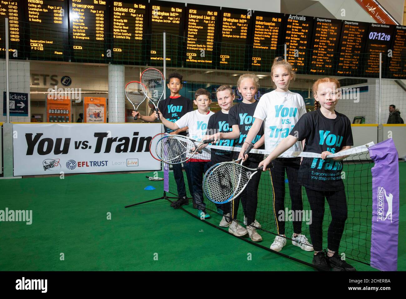 EDITORIAL USE ONLY Local school children (Left to right) Blake Smith ...