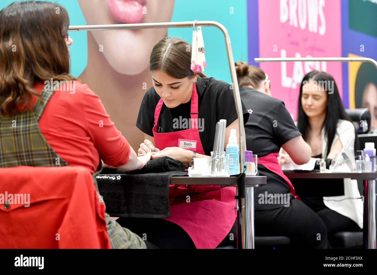 A new Superdrug store opens today in Broughton Shopping Park, Cheshire. PRESS ASSOCIATION. Picture date: Friday July 12, 2019. The store has created 21 new jobs and will offer customers affordable health and beauty products, everyday toiletries and a range of luxury fragrances. The store will feature a brand new Beauty Studio offering a Brow & Lash Bar and a Nail Bar. Ear and nose piercing services are also coming soon to the new store. The store also benefits from a Nurse Clinic, which will provide travel vaccinations. Photo should read: Anthony Devlin/PA Wire Stock Photo