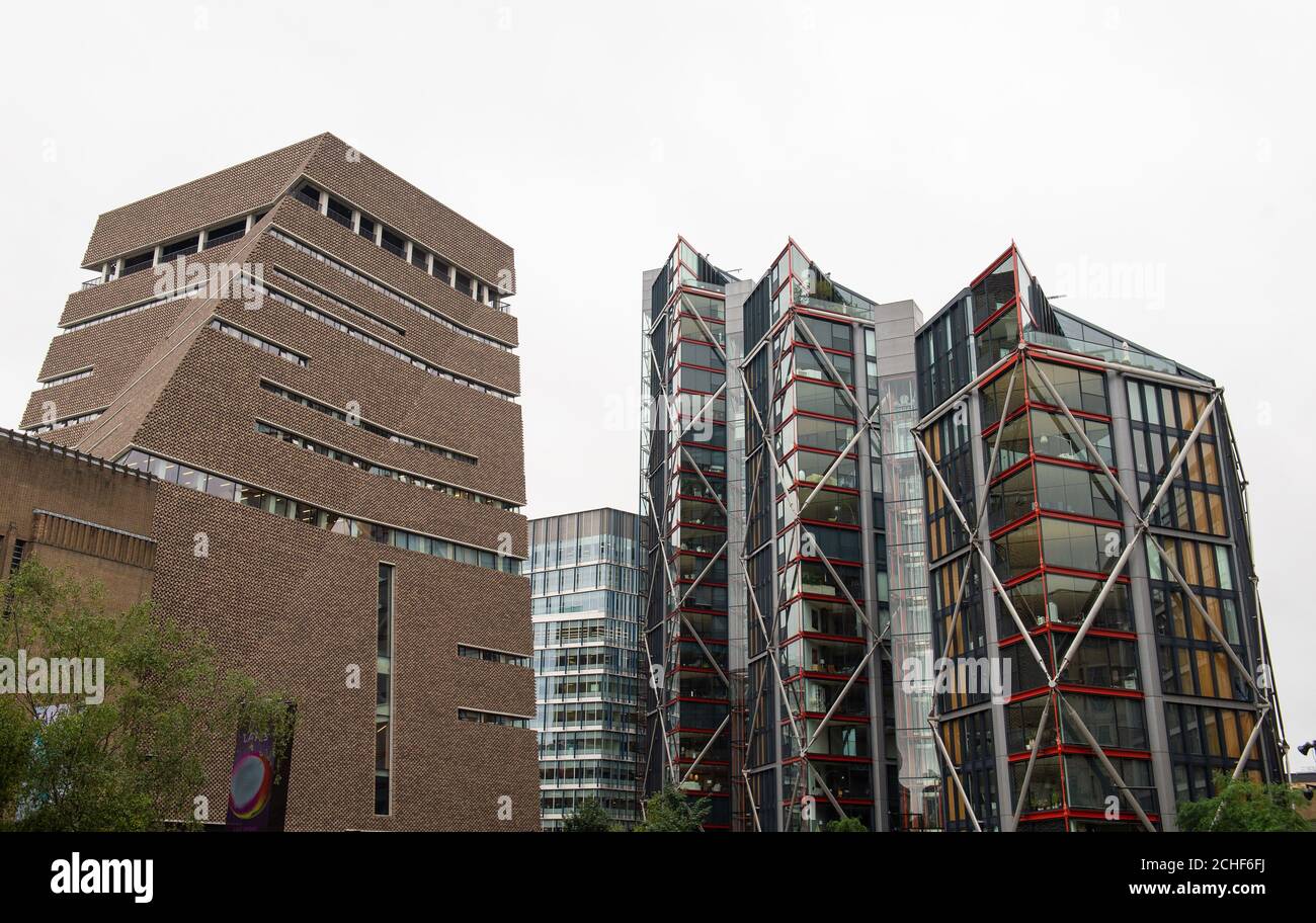 General view of the Tate Modern art gallery in London, following the arrest of a 17-year-old male on suspicion of attempted murder after a six-year-old boy was thrown from the tenth floor viewing platform on Sunday. Stock Photo