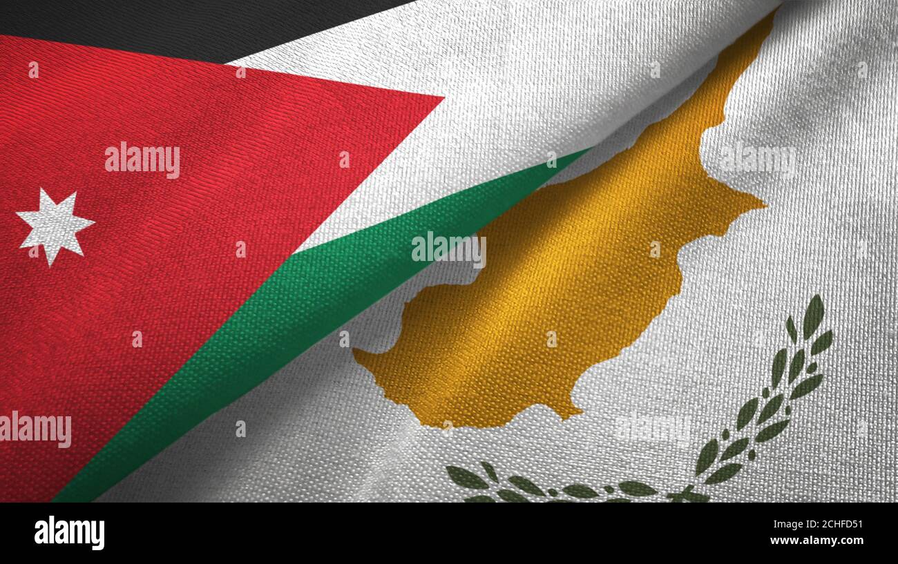Jordan and Cyprus two flags textile cloth, fabric texture Stock Photo -  Alamy