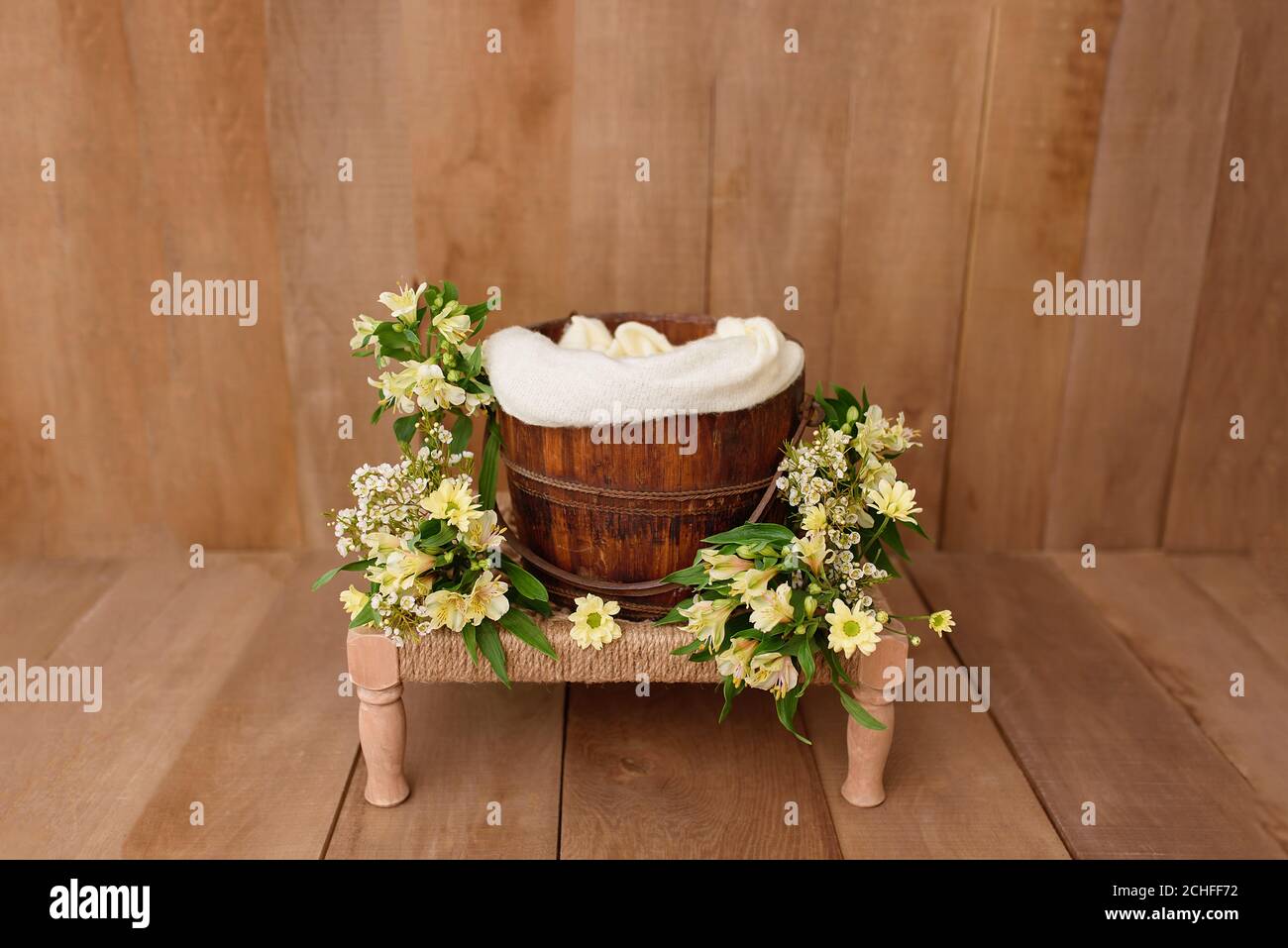 Newborn Digital Background Spring flowers Basket Prop for Newborn. For