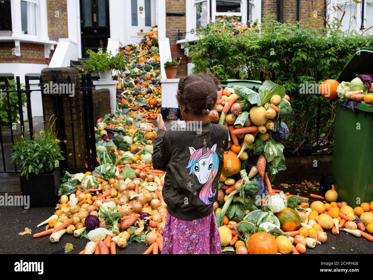 EDITORIAL USE ONLY A residential London home has been temporarily transformed using the amount of food binned by just 14 households over the course of a year. Stock Photo