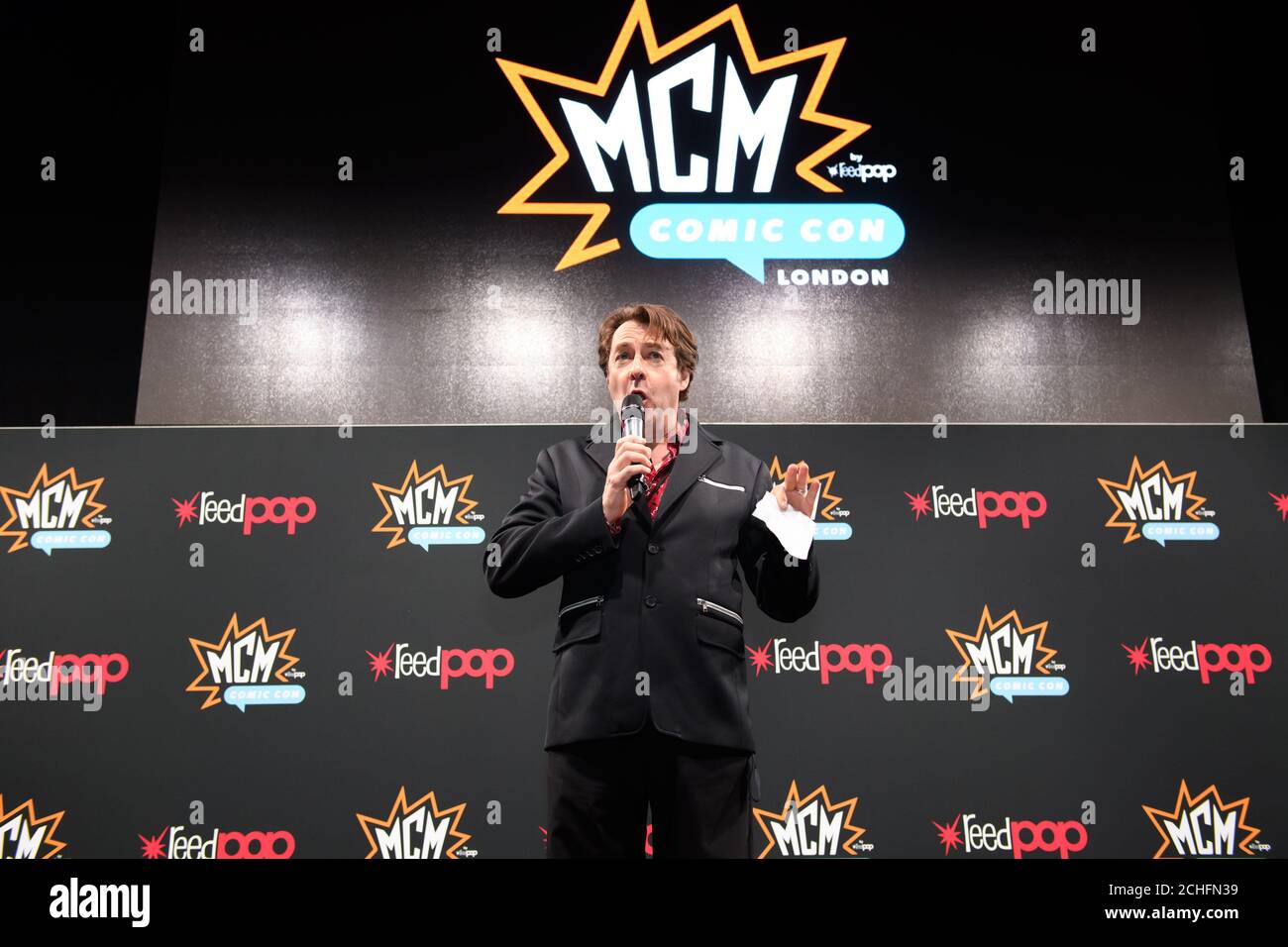 Jonathan Ross hosts an exclusive screening by Anime brand, Crunchyroll, of two new programmes that are being shown in Europe for the first time ??? In/Spectre and Somali and the Forest Spirit at MCM Comic Con at the ExCel Centre, London. Stock Photo