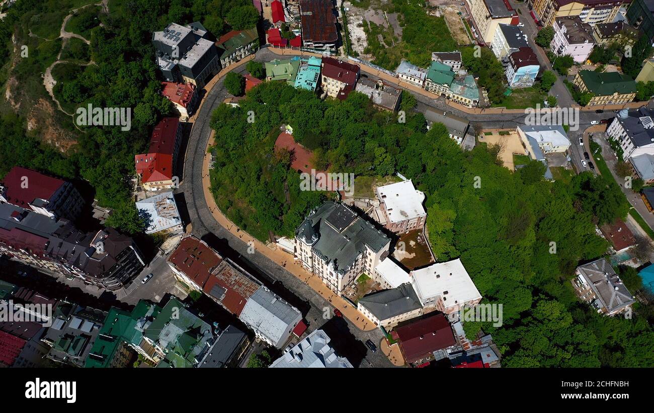 Aerial view of Sofia Square and Mykhailivska Square Stock Photo