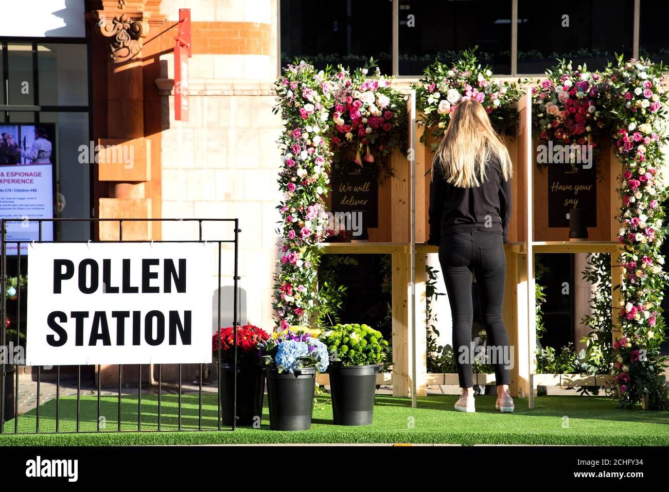 EDITORIAL USE ONLY A ???Pollen Station???, created by Interflora as a ...