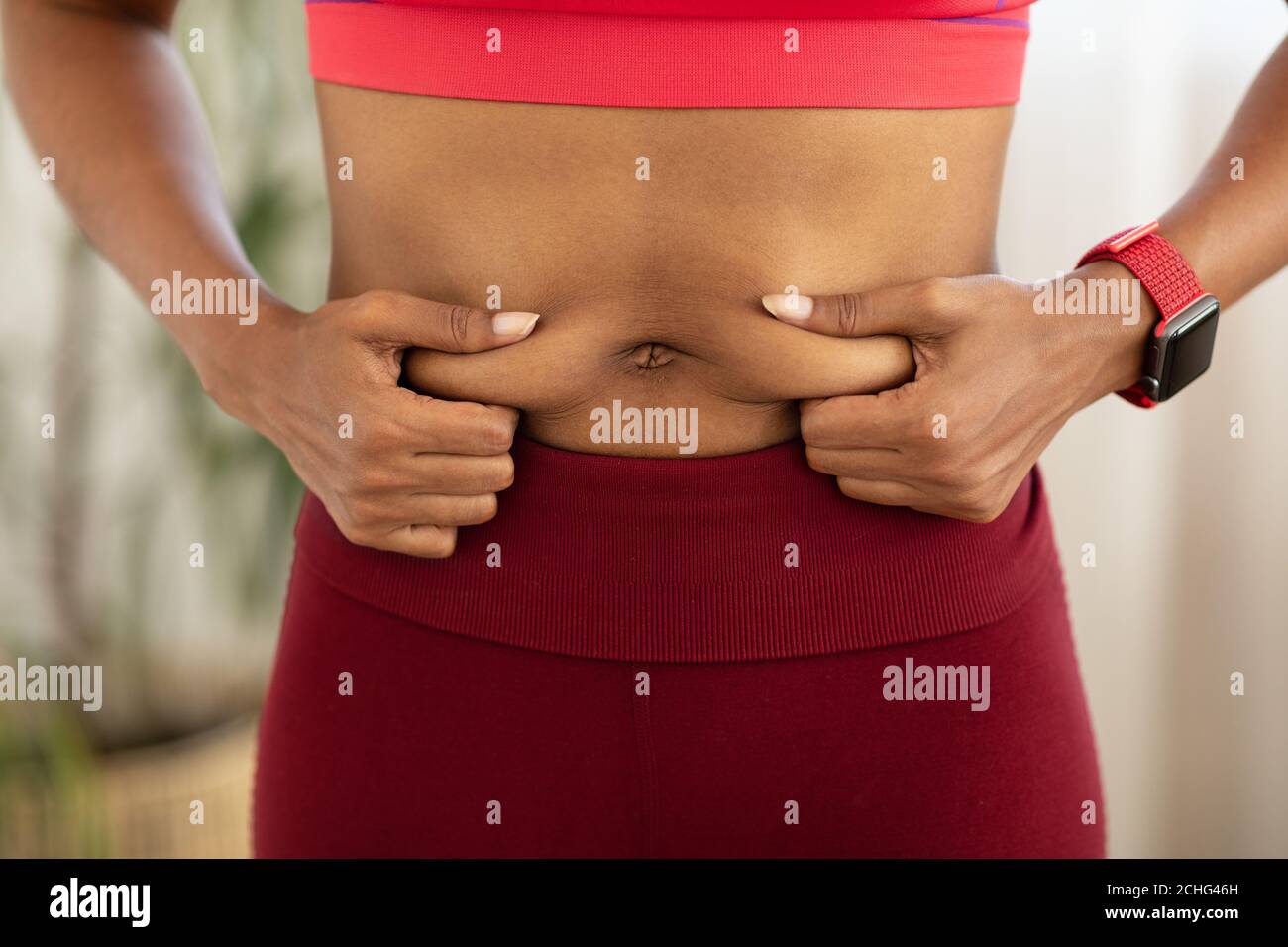 Woman Underwear Touching Her Slim Belly Stock Photo 274969364