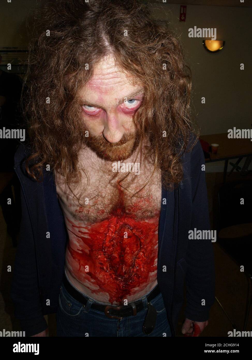Undated publicity shot of actor John Gallagher, playing a zombie on the set of 'Battle of the Bone' in Belfast. Stock Photo