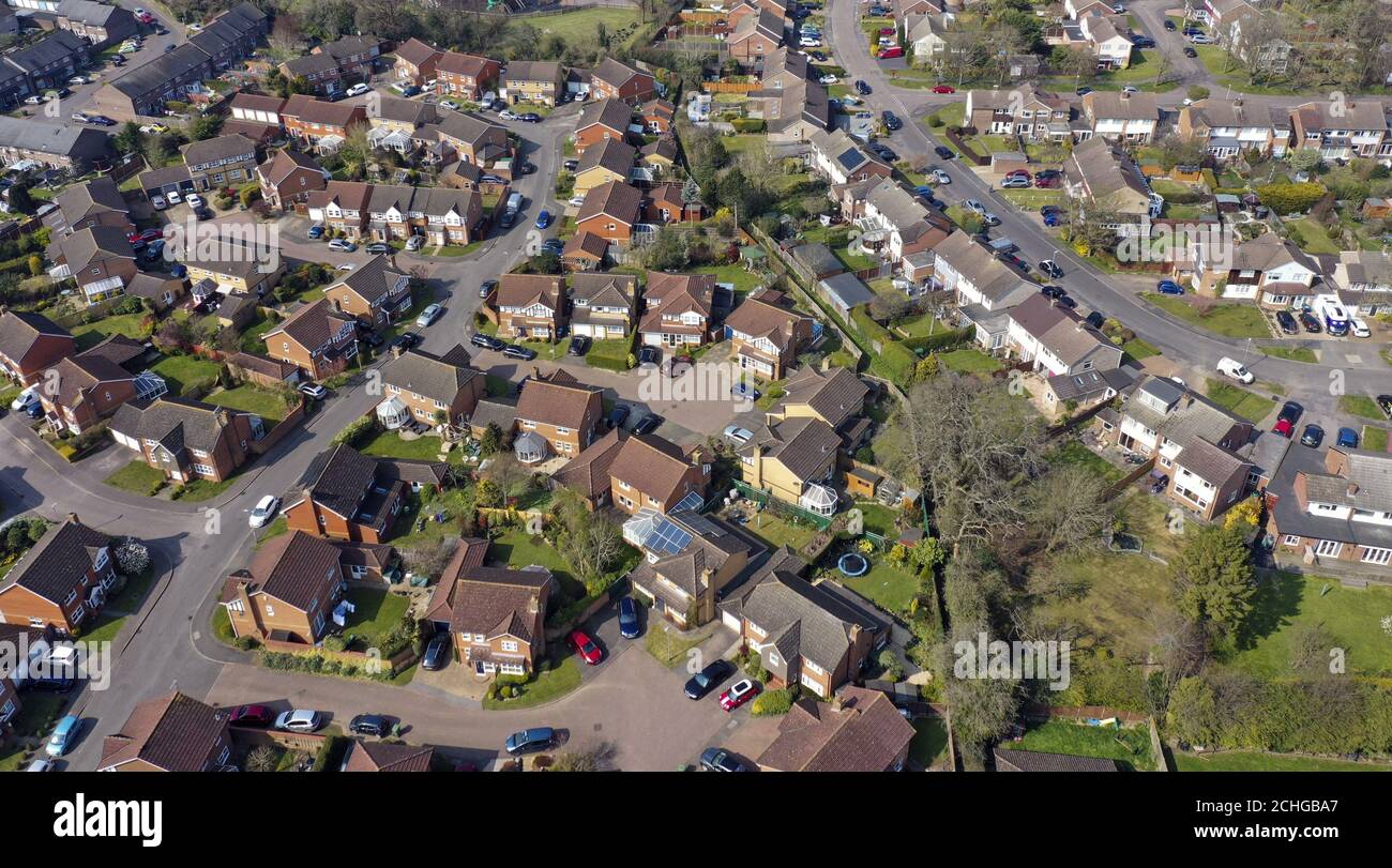 A aerial view of Leverstock Green, near Hemel Hempstead. PA Photo. Picture date: Friday March 27, 2020. The UK's coronavirus death toll reached 578 on Thursday. See PA story HEALTH Coronavirus. Photo credit should read: Steve Parsons/PA Wire Stock Photo