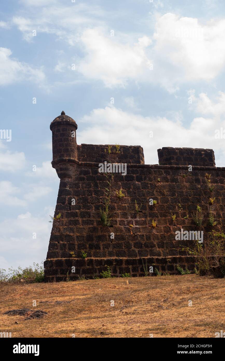 Vertical shot of the Chapora Fort in India Stock Photo