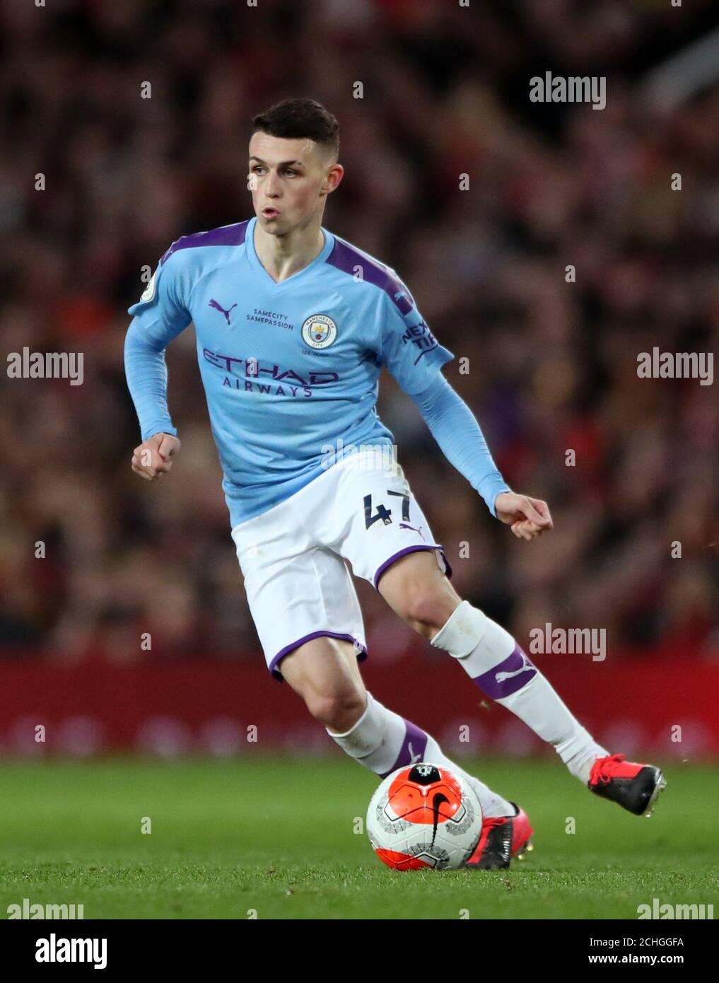 Manchester City's Phil Foden during the Premier League match at Old Trafford, Manchester. Stock Photo