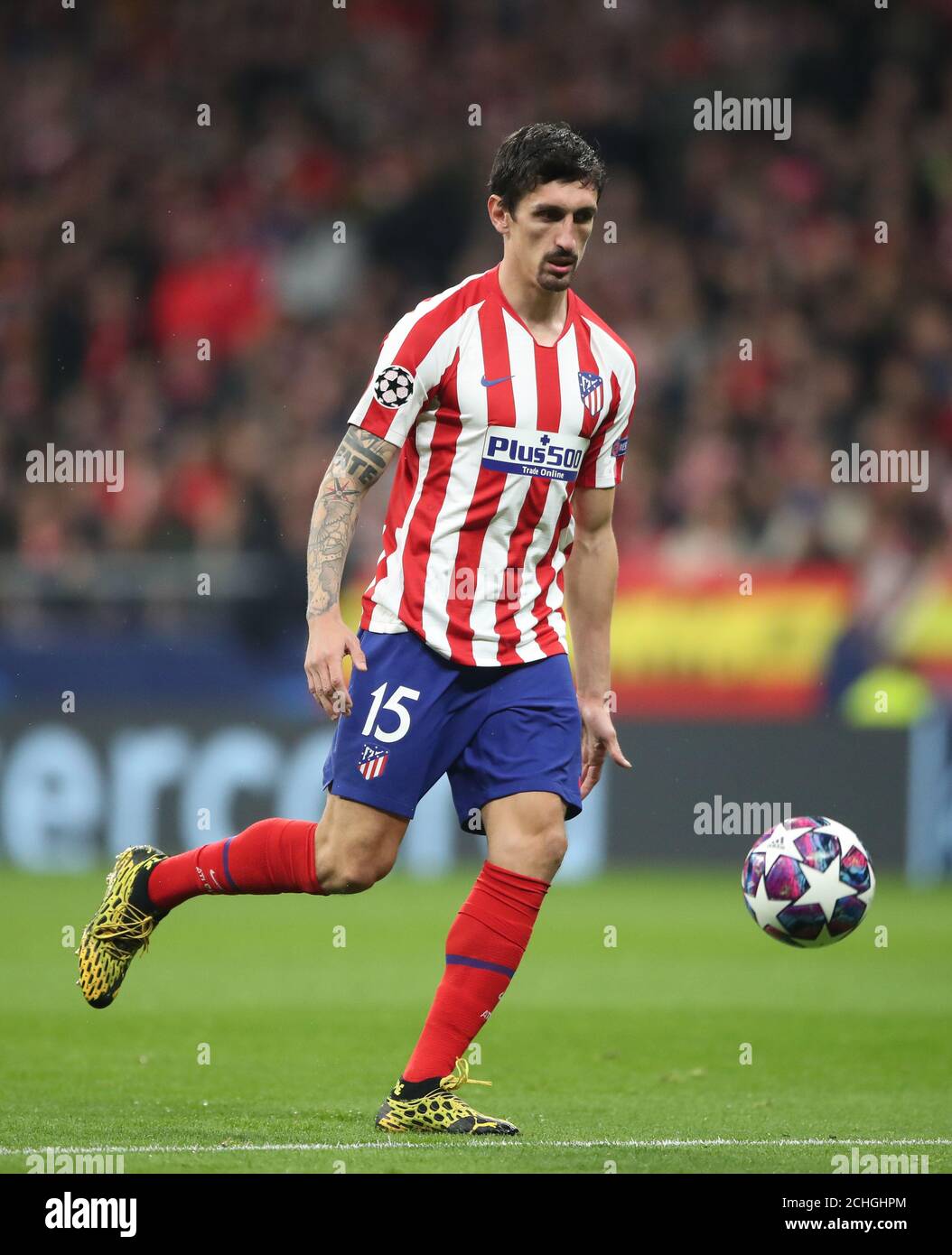 Atletico Madrid's Stefan Savic during the UEFA Champions League round of 16 first leg match at Wanda Metropolitano, Madrid. Stock Photo