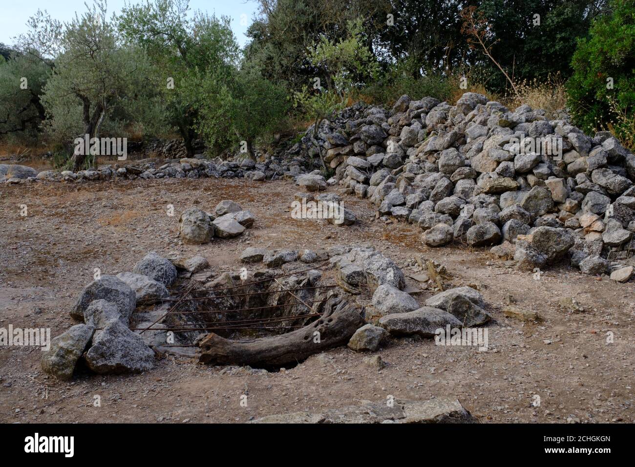 The Mazmullar cistern and the Mozarabic archaelogical remains near Comares, Malaga, Axarquia, Andalucia Spain Stock Photo