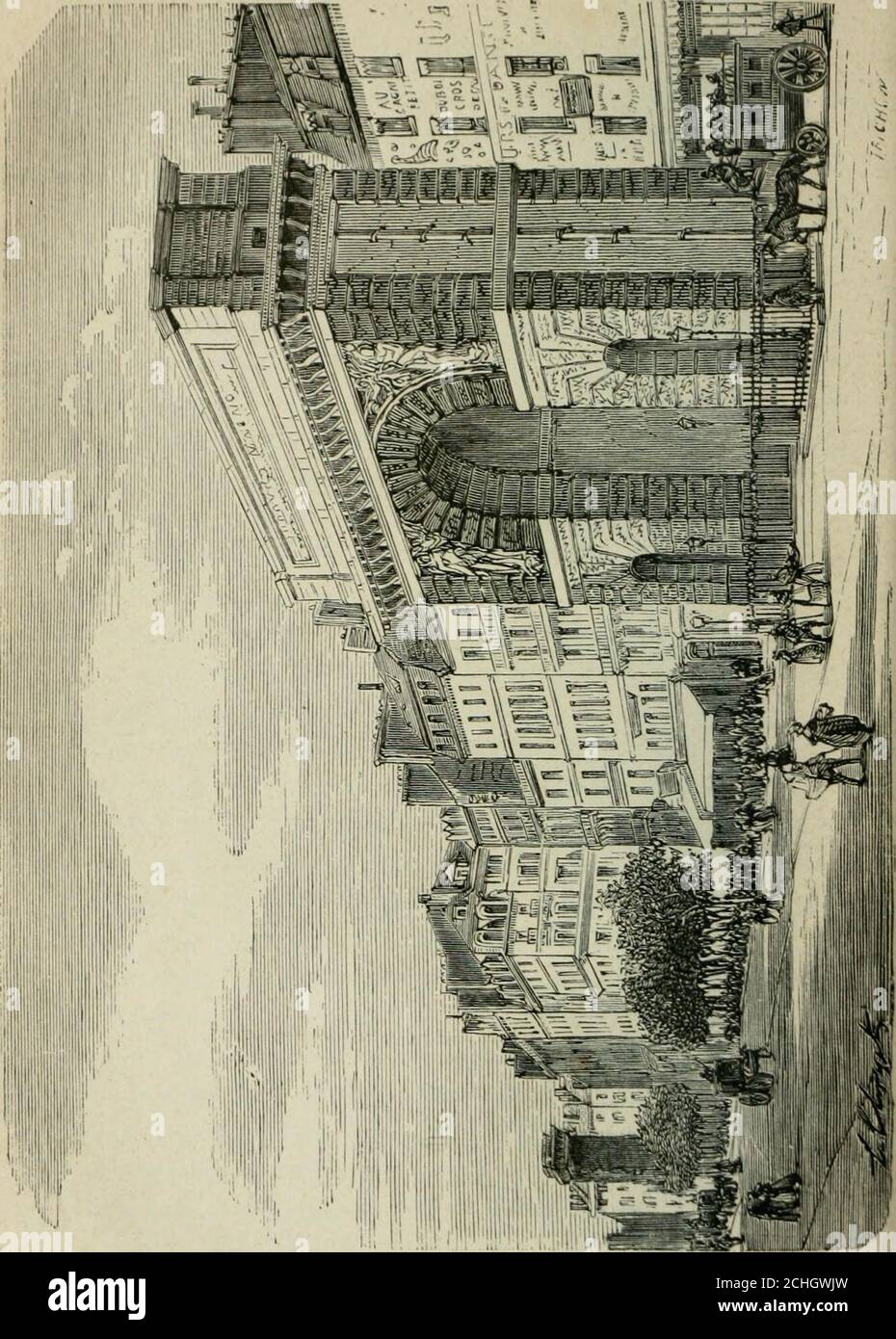 . Les merveilles du nouveau Paris-- . ère du Maine, sa voisine, malgré son avenue ma-gistrale, était loin de légaler. Pour les amateurs du petit bleu et des bals de barrières,nous croyons quil ny a que la Courtille qui pourrait luiêtre opposée avec quelque avantage. Nous ne voulons pas faire lhistorique de cette barrière,lespace et les documents nous manquent, dailleurs nouslaissons ce soin aux doctes écrivains qui font des volumesà propos dun tas de pierres. Lorigine seule du nom tout mythologique de cette bar-rière, nous jette dans un monde de réflexions ; ce nom toutpoétique de Montparnasse Stock Photo