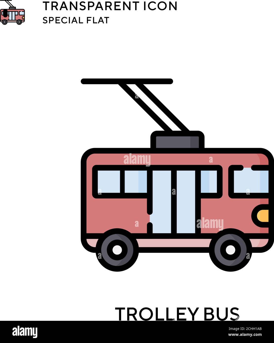 Trolley bus vector icon. Flat style illustration. EPS 10 vector Stock