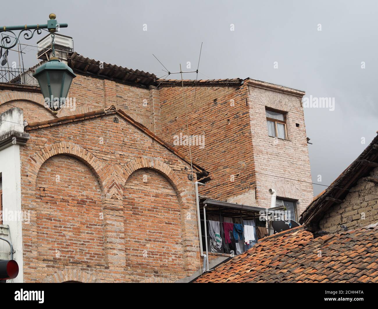 Low angle shot of a facade of an old building Stock Photo - Alamy