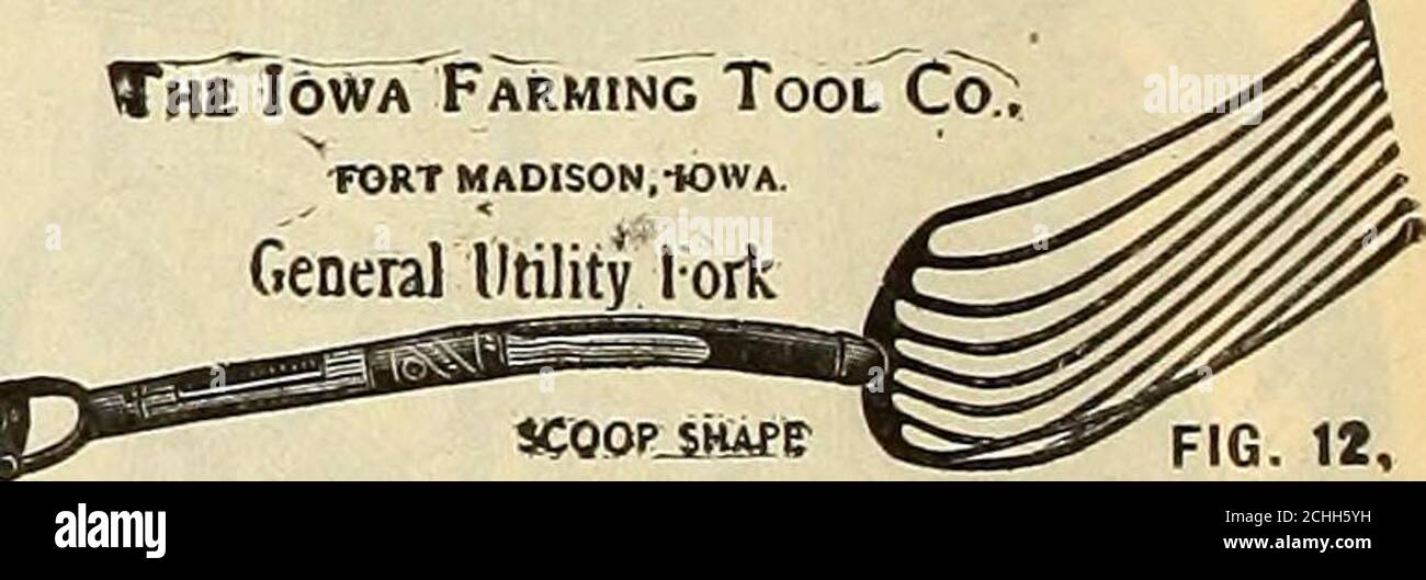 . Griffith & Turner Co : farm and garden supplies . FIG. 10. FIG. 11. SPADING FORKS. Fig. 10—No. 170—Pat. Locked Spad-ing Forks, extra heavy, strap ferrule. 90c. each. No. S D—Columbia solid Socket, ang. tine, heavy Mall. D handle 90c. each. No. 1774—Four-tine, ang. back 75c. each. No. 274- or L 4 O D—Medium weight,ang. tine. Mall. D handle, strap fer-rule 75c. each. No. B 4—Boys four-tine 50c. each. Fig. 12.—No. 1010 or S 10—Ten tine,scoop shape, Mall. D handle, strap fer-rule . $1.50 each. No. 1012 or S 12—Ten tine, scoop shape,Mall. D handle, strap ferrule. $1.75 eachEspecially for handling Stock Photo