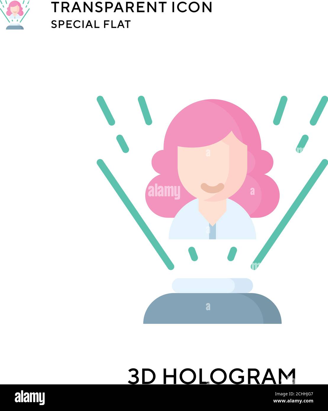 3d hologram vector icon. Flat style illustration. EPS 10 vector. Stock Vector