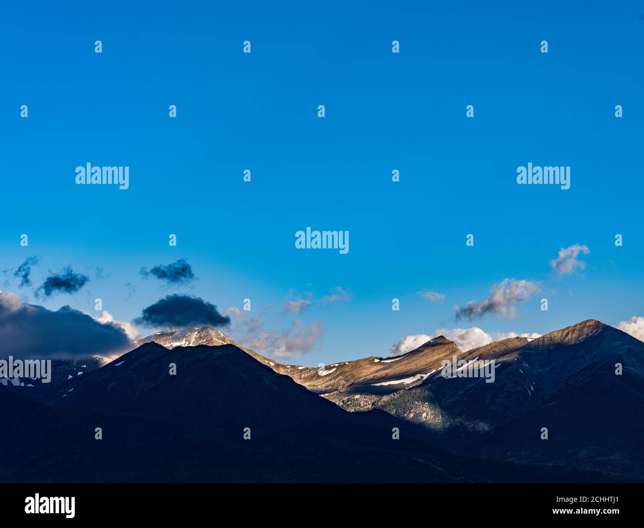 Shadows on rocky mountain peaks, Colorado USA Stock Photo