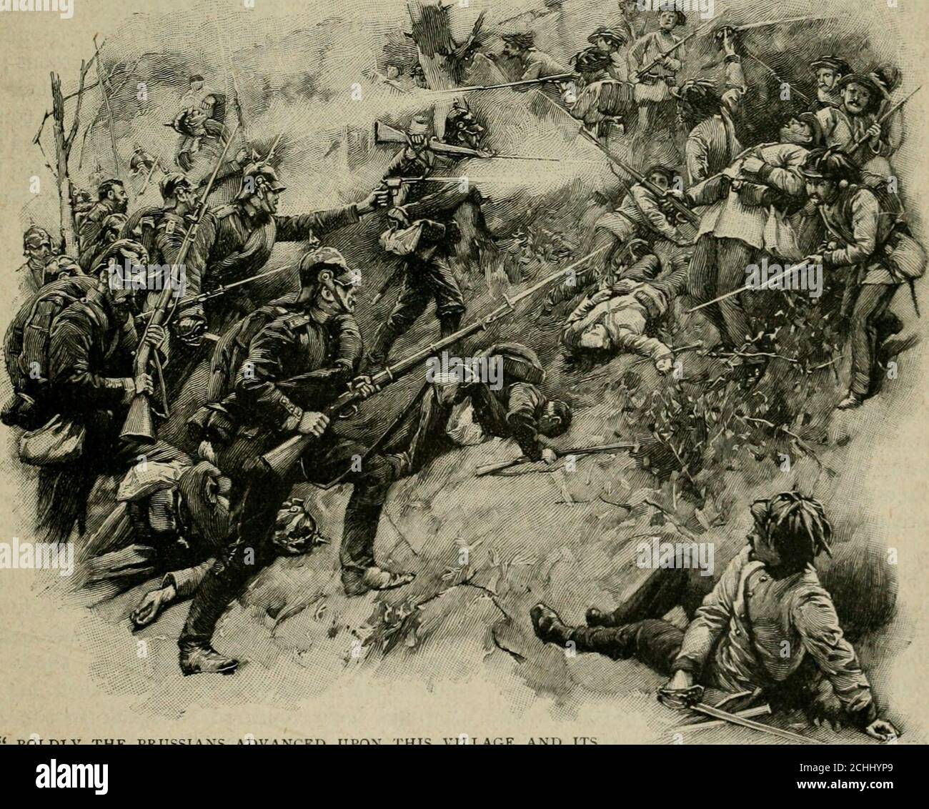 . Battles of the nineteenth century . to be furrows. No, saidBismarck, looking again, the spaces are notequal : they are advancing lines. And so theywere ; and by eleven oclock the smoke ofsom--^ Austrian batteries furnished a convincing time before his advance had thus been signalised,Moltke made answer to the King, who hadbeen questioning him as to the prospects of thefight, To-day your Majesty will win, not onlythe battle, but also the campaign. The Prussian reserves, wrote a correspond-ent with the Austrians, were once more calledupon ; and from half-past twelve till nearly oneoclock there Stock Photo