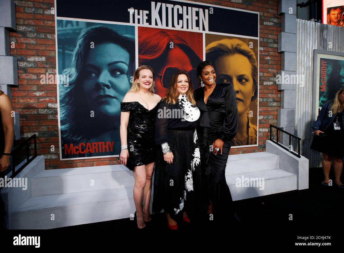 Cast members Tiffany Haddish, Melissa McCarthy and Elisabeth Moss attend the premiere for the movie 'The Kitchen' in Los Angeles, California, U.S., August 5, 2019. REUTERS/Mario Anzuoni Stock Photo