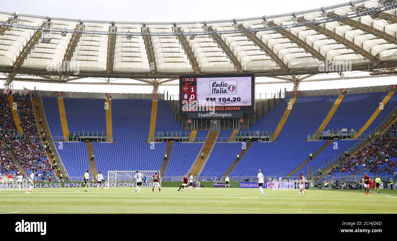 Empty AS Roma supporters sector in the tribune is seen during their Serie A  soccer match against Atalanta at the Olympic stadium in Rome April 19, 2015.  REUTERS/Tony Gentile Stock Photo - Alamy