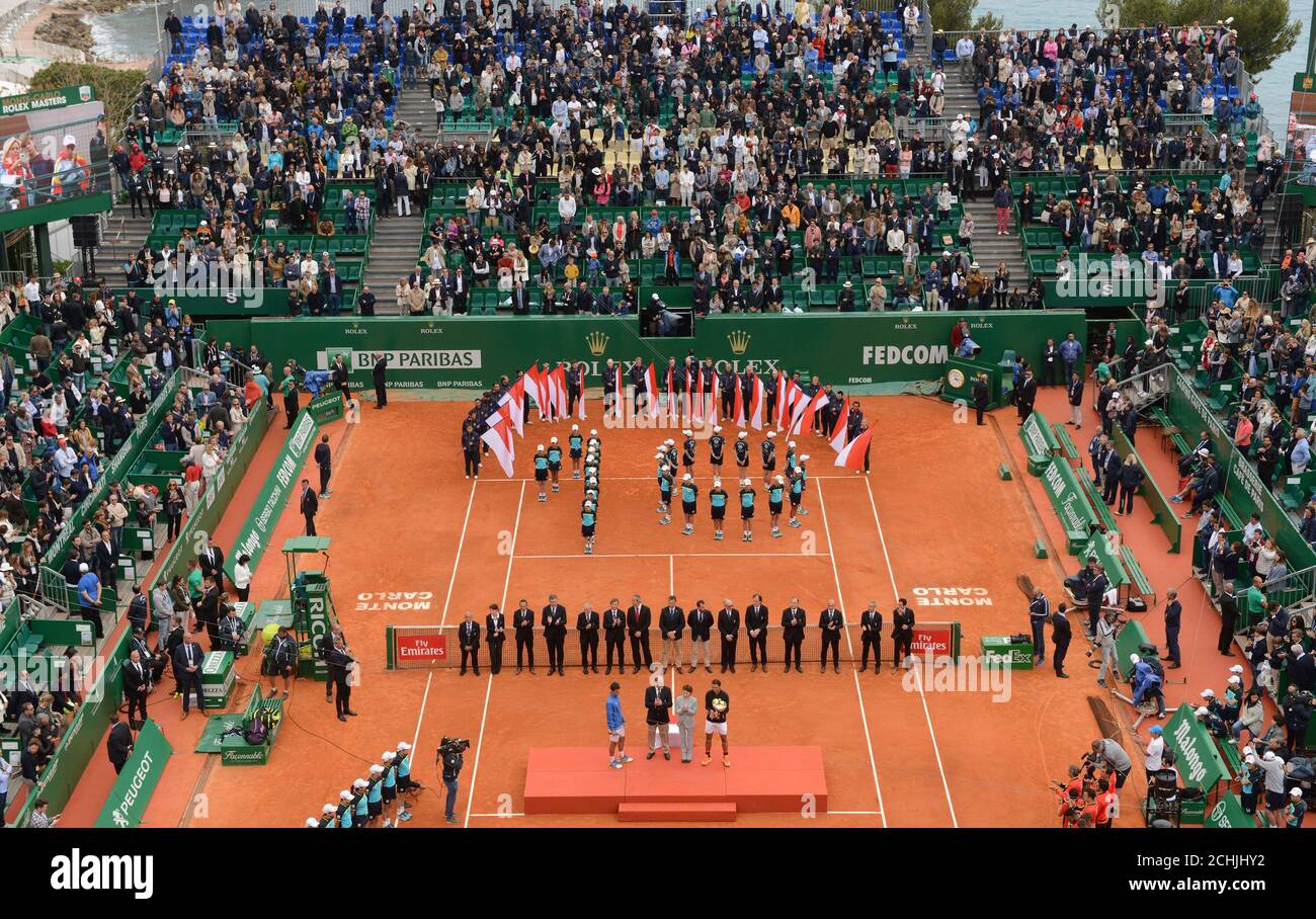 Tennis - Monte Carlo Masters - Monaco - 23/04/17 - A general view shows the  central court of the Monte Carlo Country Club during the trophy ceremony of  the final tennis match