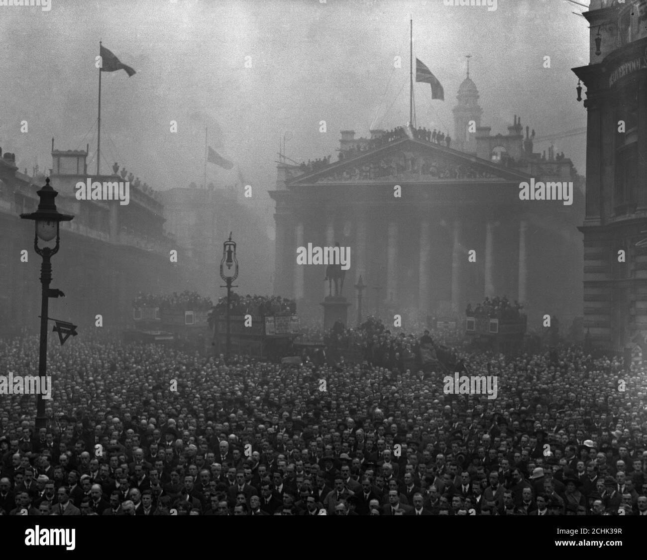 The scene at Mansion House during the two-minute silence. Stock Photo