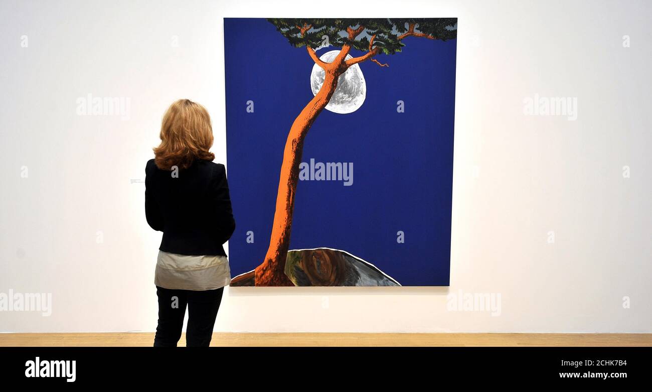 A woman looks at Death of David Kelly by Dexter Dalwood that has been shortlisted for the Turner Prize 2010, at London's Tate Britain. Stock Photo