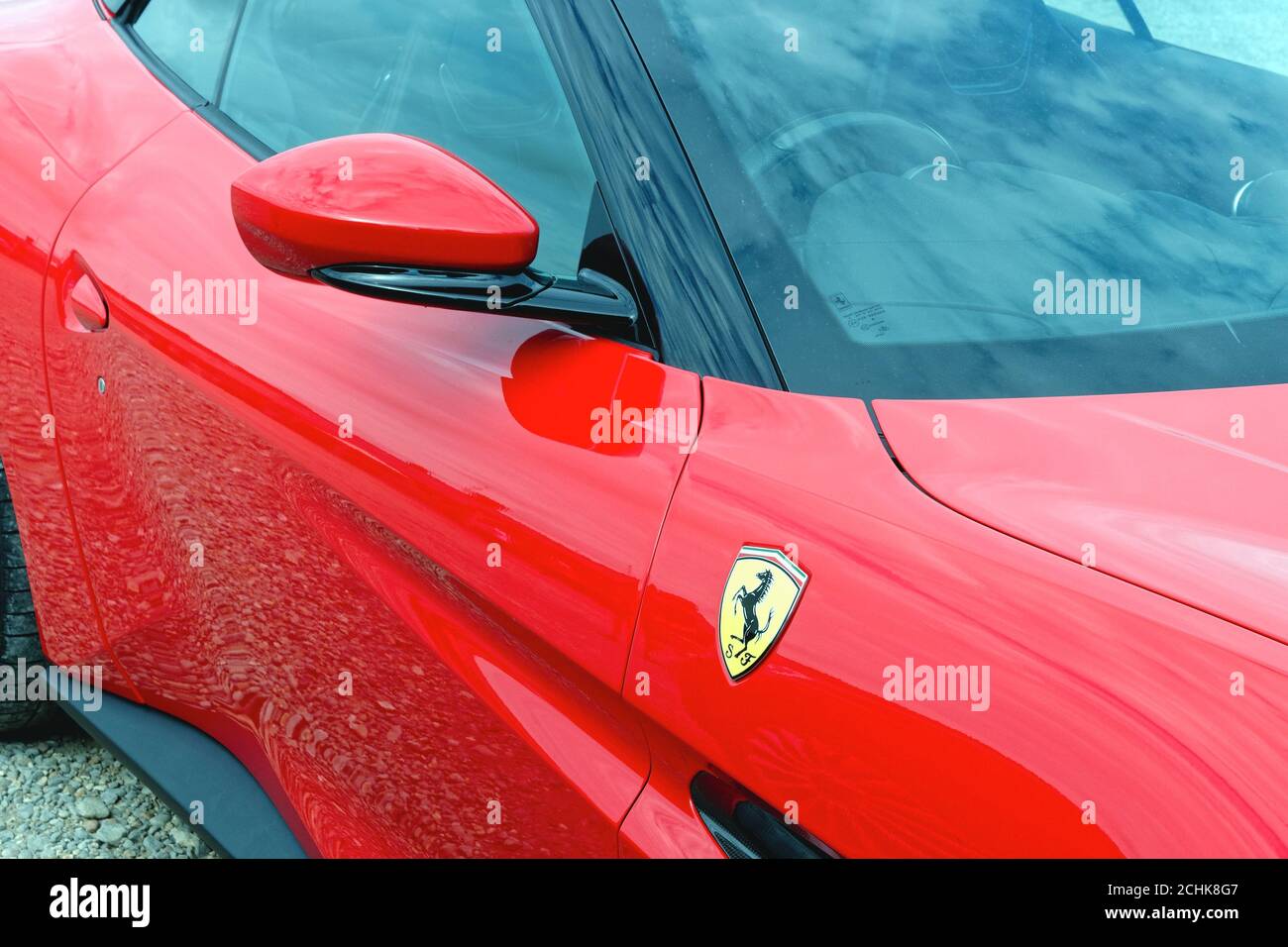 Detail of a red Portofino  Ferrari sports car Stock Photo