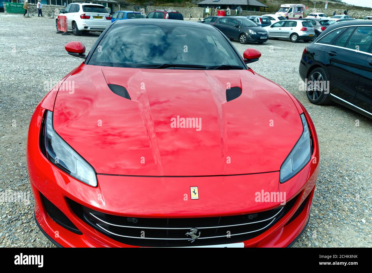 Detail of a red Portofino  Ferrari sports car Stock Photo