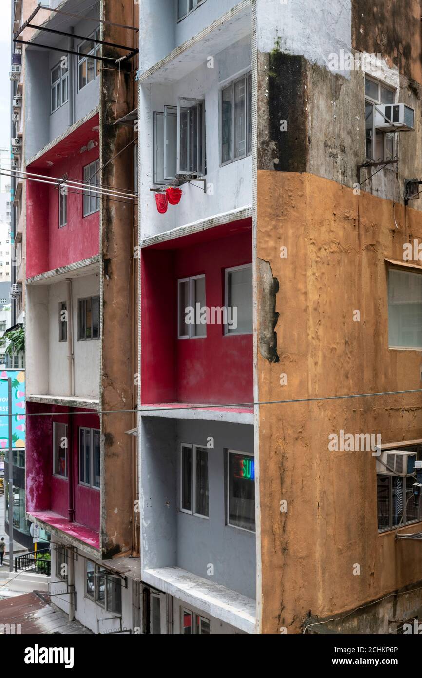 Hong Kong,China:SEPTEMBER 11th,2020. Hong Kong style colored buildings ...