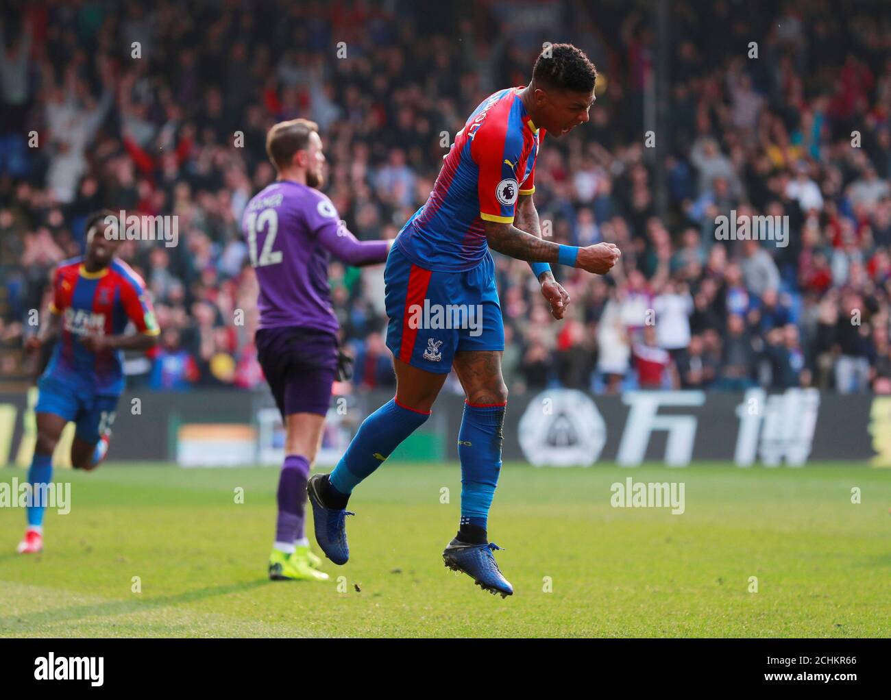 Soccer Football - Premier League - Crystal Palace v Huddersfield Town - Selhurst Park, London, Britain - March 30, 2019  Crystal Palace's Patrick van Aanholt celebrates scoring their second goal    Action Images via Reuters/Andrew Couldridge  EDITORIAL USE ONLY. No use with unauthorized audio, video, data, fixture lists, club/league logos or 'live' services. Online in-match use limited to 75 images, no video emulation. No use in betting, games or single club/league/player publications.  Please contact your account representative for further details. Stock Photo
