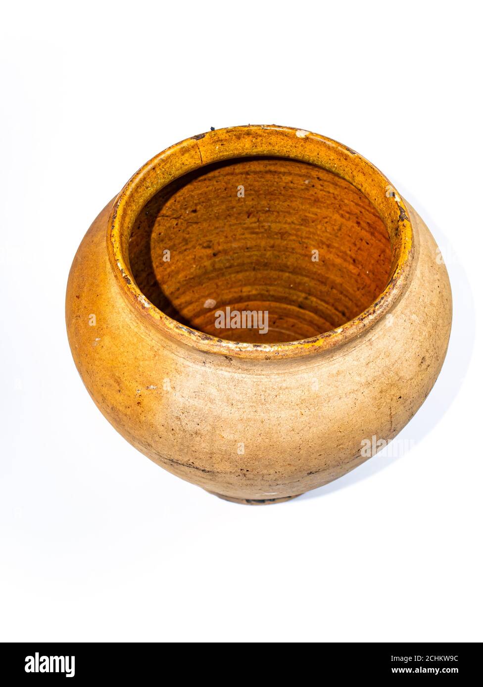 Ceramic clay jug on a white background. Stock Photo