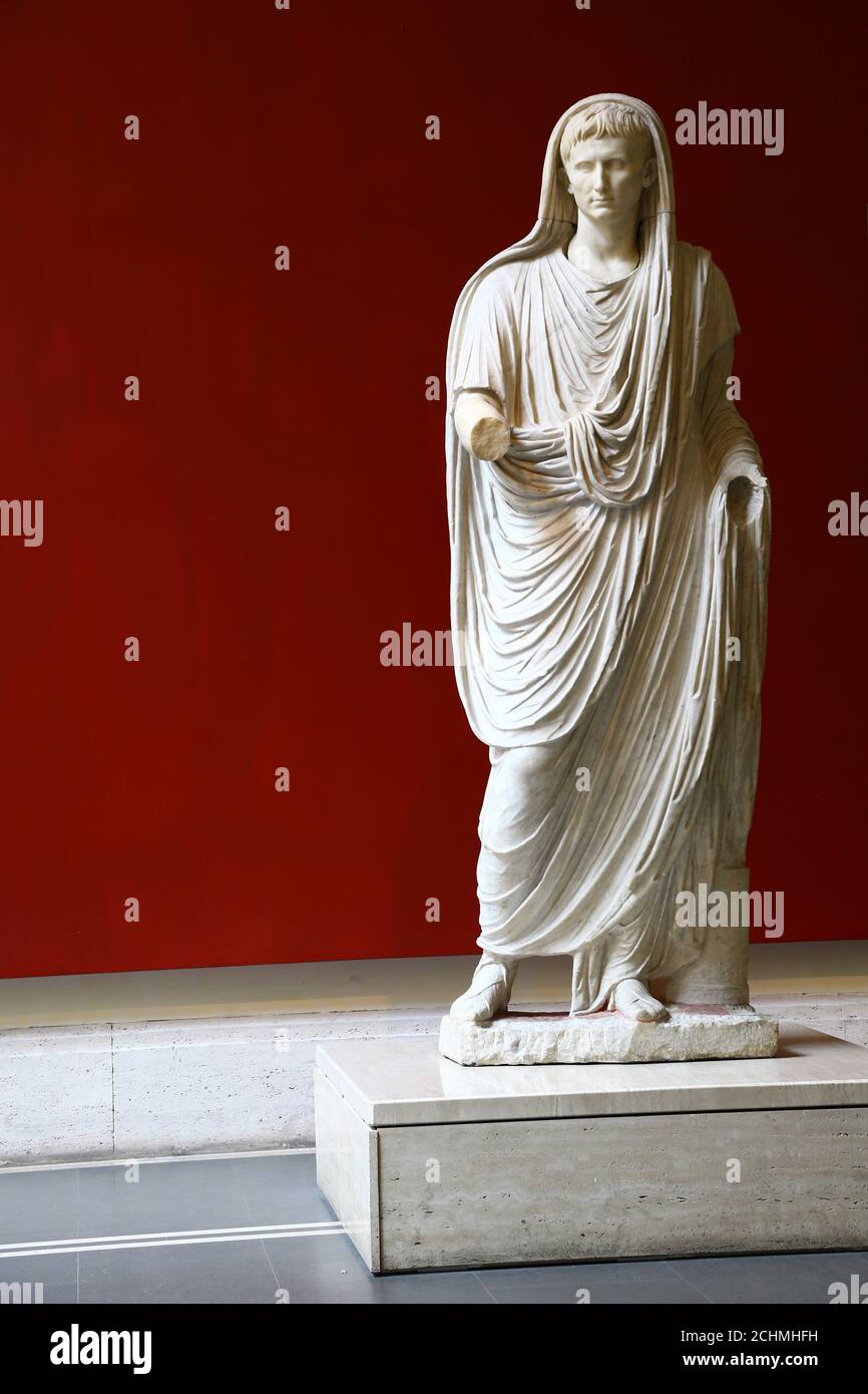 Ancient statue of Augustus without hand in Rome Stock Photo