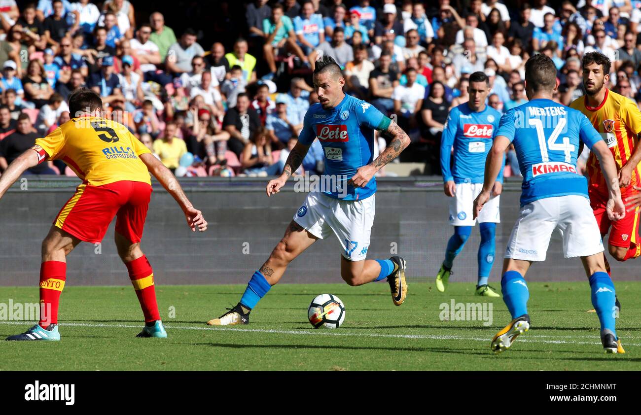 Soccer Football Serie A S S C Napoli Vs Benevento Calcio Stadio San Paolo Naples Italy September 17 2017 Napoli S Marek Hamsik In Action With Benevento S Fabio Lucioni Reuters Ciro De Luca Stock Photo Alamy