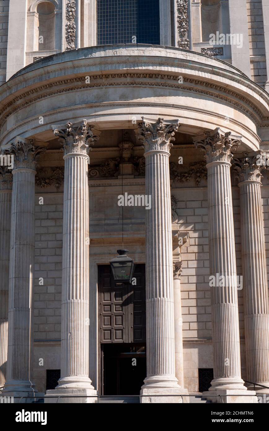 Pillared portico on south side of St Paul's Cathedral, London Stock Photo
