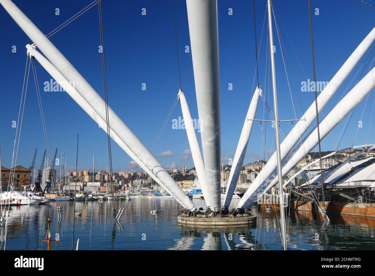 Elevator in the harbor of Genoa. Structure projected by Renzo Piano Stock  Photo - Alamy