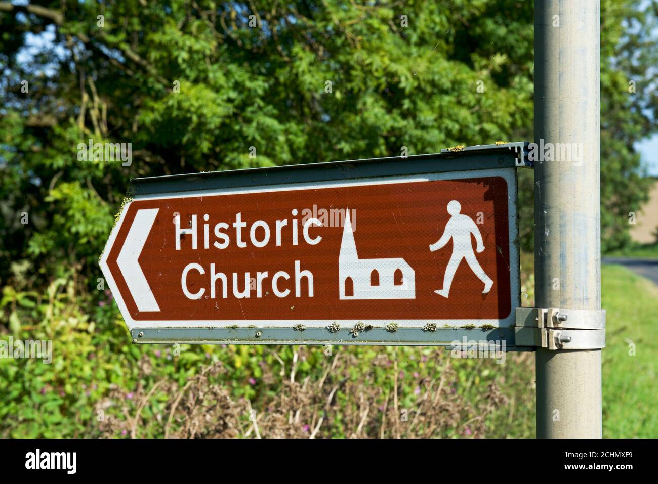Direction sign for Historic Church, England UK Stock Photo