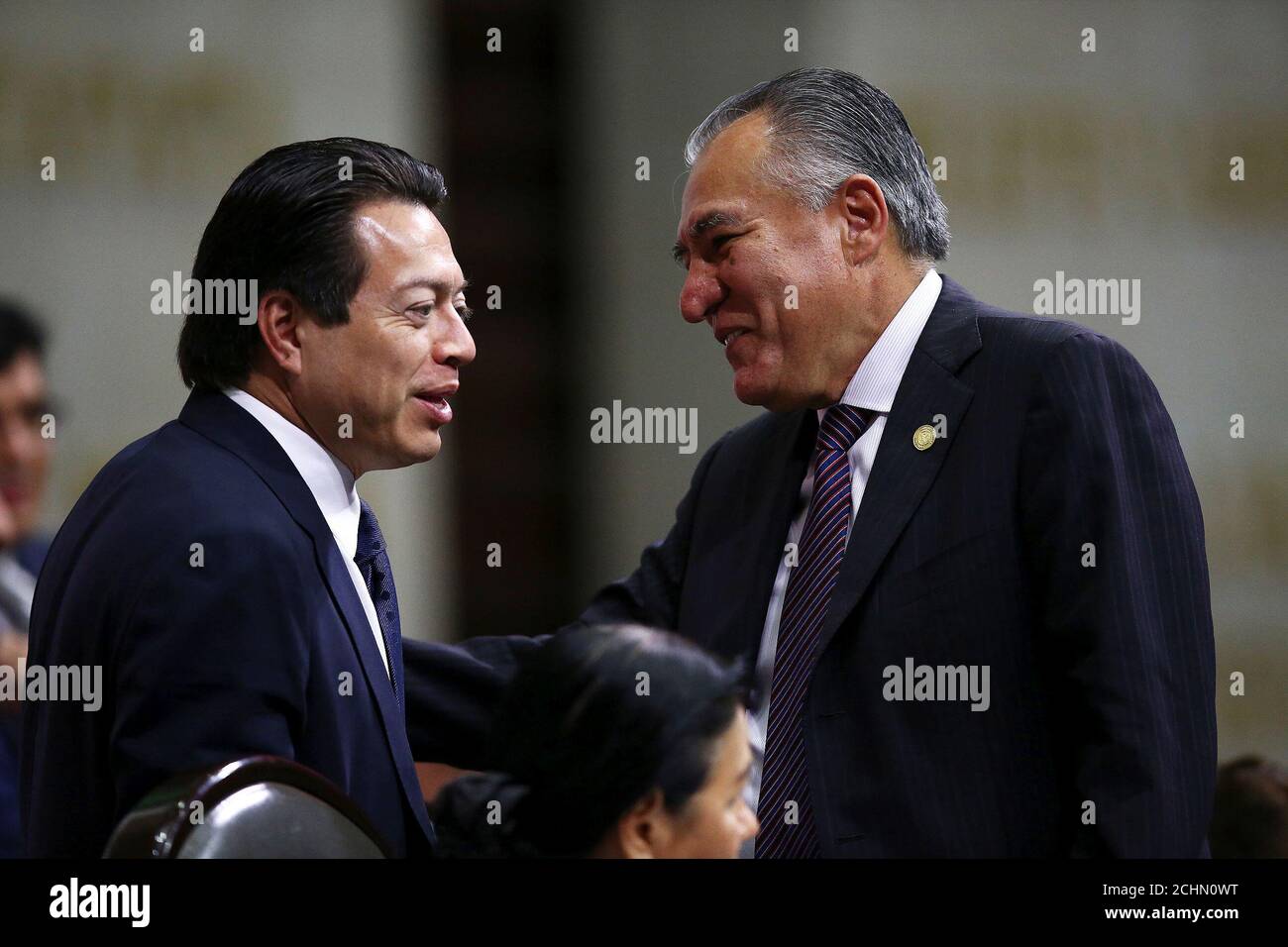 Lawmakers Mario Delgado L Of The Ruling National Regeneration Movement Morena And Marco Adame Of The National Action Party Pan Chat At The Congress In Mexico City Mexico December 13 2018 Reuters Edgard