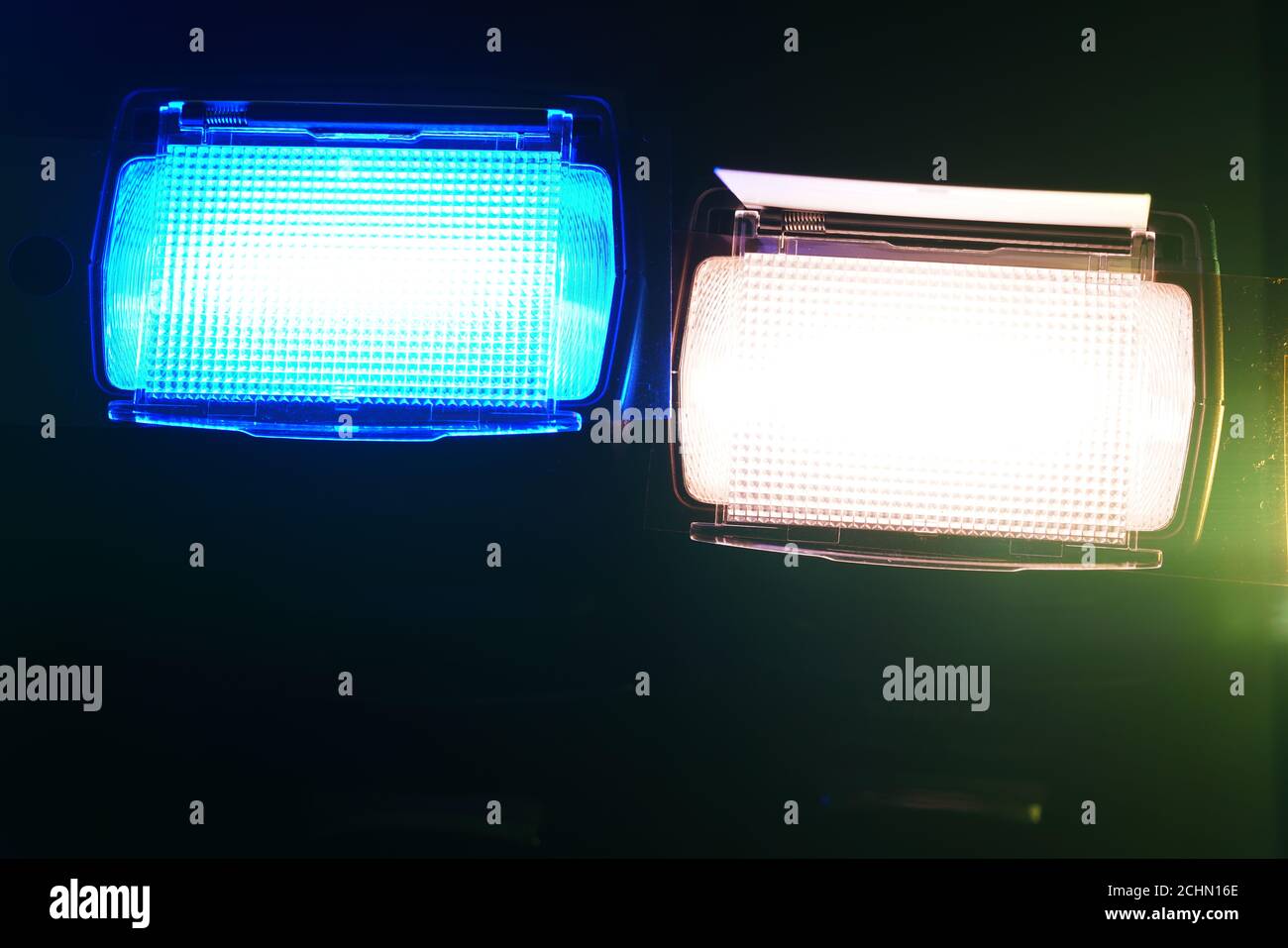 Flashes from modern cameras with color foils Stock Photo - Alamy