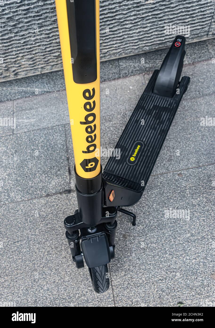 beebee is the first electric scooter sharing service that started working today on the streets of Sarajevo Stock Photo
