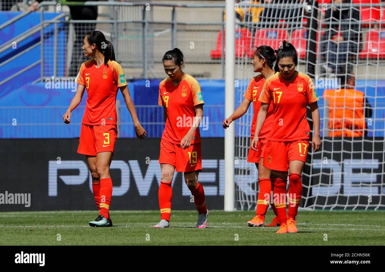 Soccer Football Women S World Cup Group B Germany V China Roazhon Park Rennes France June 8 19 China S Yuping Lin Ruyin Tan And Team Mates Look Dejected Soccer Football Women S World Cup Group B Germany V China Roazhon Park Rennes France June 8 19 China S Yuping Lin Ruyin Tan And Team Mates Look Dejected