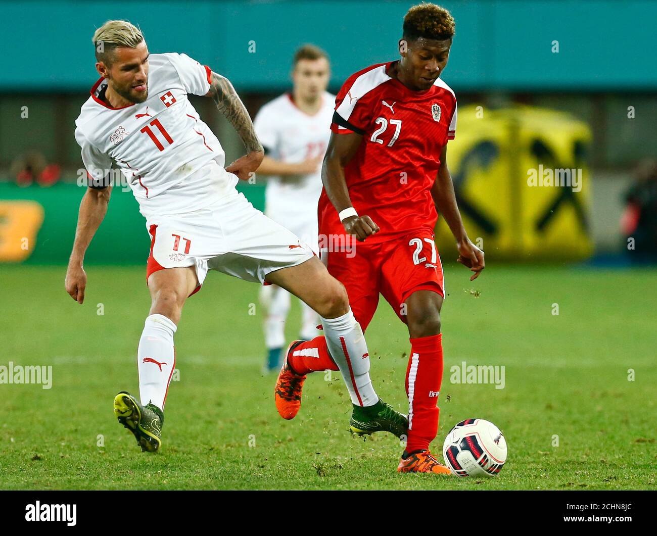 Football Soccer Austria Vs Switzerland International Friendly Ernst Happel Stadium Vienna Austria 17 11 15 Austria S David Alaba R In Action Against Switzerland S Valon Behrami Reuters Heinz Peter Bader Stock Photo Alamy