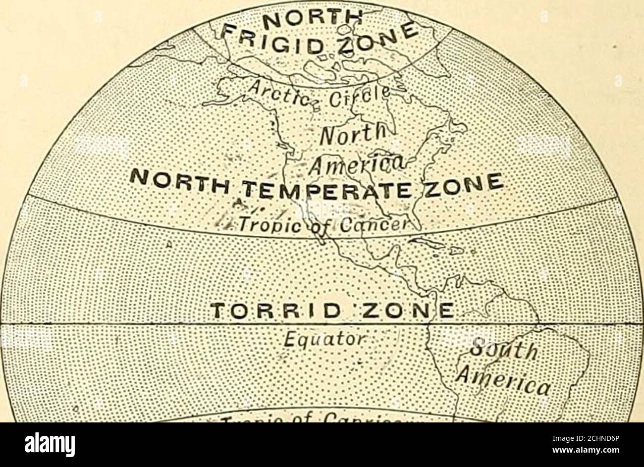 Europe and other continents . Fig. 17. An angle of 23£° drawn in that  amounta right angle. the equatorsame number of de-grees beyond thenorth pole,  and there-fore the Arctic Circleis located